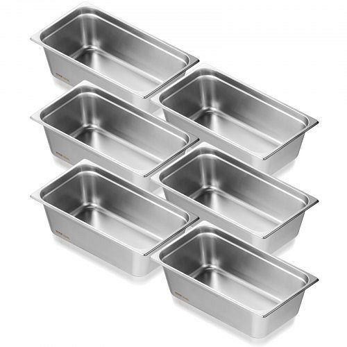 VEVOR 6 x Hotelpfannen Gastronormbehälter Edelstahl 530x327x150mm 20,2L, 11QCCPWG6YCSQE87TV0