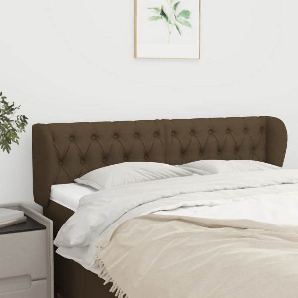 vidaXL Kopfteil mit Ohren Dunkelbraun 163x23x78/88 cm Stoff, 3117489