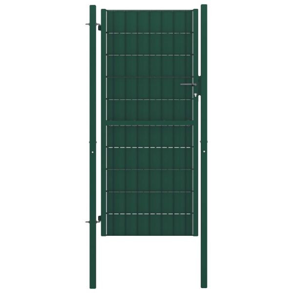 vidaXL Zauntor PVC und Stahl 100x204 cm Grün, für Garten, 145231