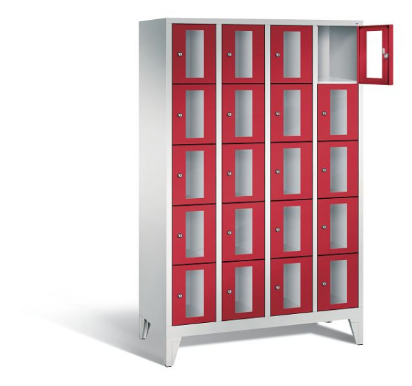 C+P Schließfachschrank Classic, H1850xB1190xT500mm, Farbe: Lichtgrau / feuerrot, 8010A405 S10031