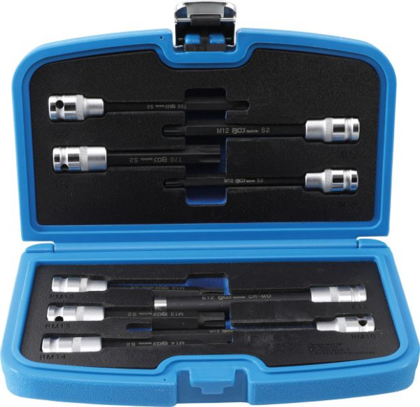 BGS Bit-Einsatz-Satz, für Zylinderkopfschrauben, Antrieb Innenvierkant 12,5 mm (1/2"), 9-teilig, 5014