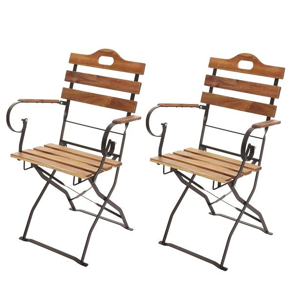 Mendler 2er-Set Biergartenstuhl HWC-J40, Klappstuhl Gartenstuhl, Gastronomie-Qualität Akazie, naturfarben, 77439