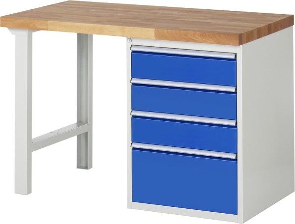 RAU Werkbank Serie 7000 - Baukasten-Bauweise, 4 x Schublade, 1250x840x700 mm, 03-7510A1-127B4S.11