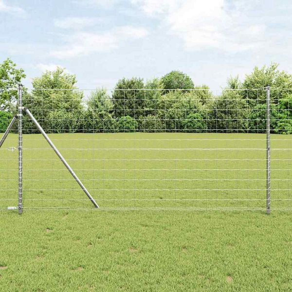 vidaXL Eurozaun Silber 1,4 x 10 m Feuerverzinktes Eisen, 42004655