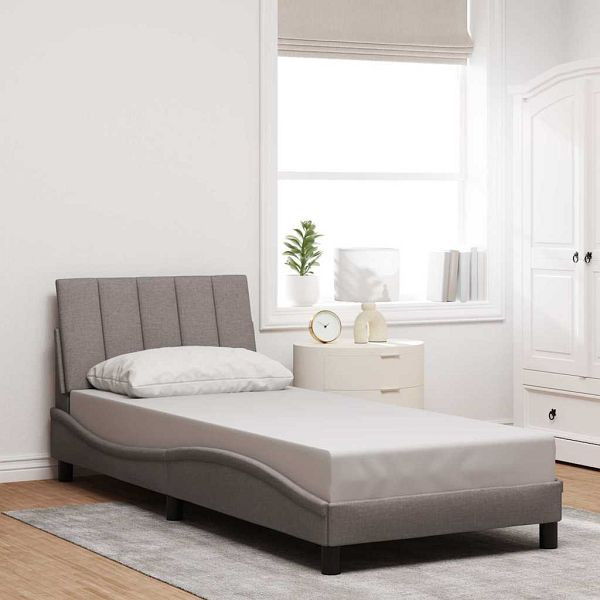 vidaXL Bettgestell ohne Matratze Taupe 90x200 cm Stoff, 3310367