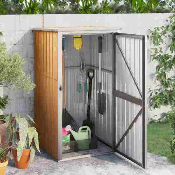 vidaXL Gerätehaus Braun 88x89x161 cm Verzinkter Stahl, 316208