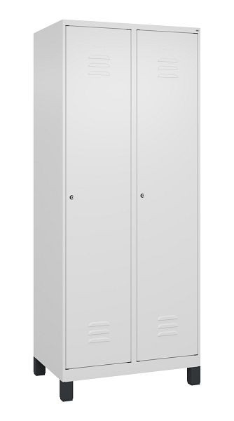 C+P Umkleidespind Classic PLUS mit Mitteltrennwand, Füße, 2 Abteile, 1950x800x500mm, 9016/9016, Zylinderschlösser, 080010-22F S10005