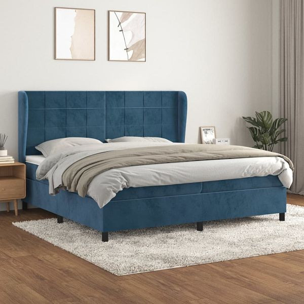 vidaXL Boxspringbett mit Matratze Dunkelblau 200x200 cm Samt, 3129235
