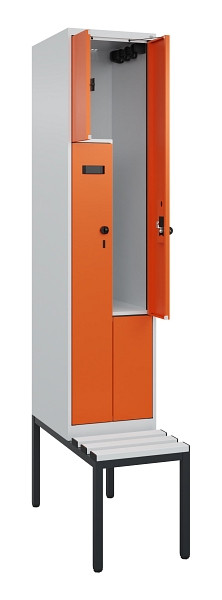 C+P Z-Spind Evolo PLUS, Bank, 2 Fächer, 2120x400x815mm, 7035/2004, Drehriegel, Sitzfläche Kunststoff, Sitzbank, 0490537-122 S10056