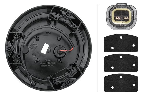 HELLA LED-Blitz-Kennleuchte, RotaLED Compact, 12/24V, gelb, Anbau/geschraubt, Kabel: 130mm, Stecker: Molex (5 mm), 2XD 013 979-311