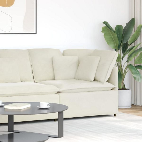 vidaXL Modulares Sofa Eckmodul mit Kissen Creme 100 cm, 4104466