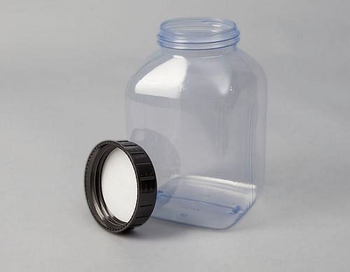 DENIOS Weithalsflaschen aus PVC, eckig, natur-transparent, 2000 ml, VE: 6 Stück, 261416