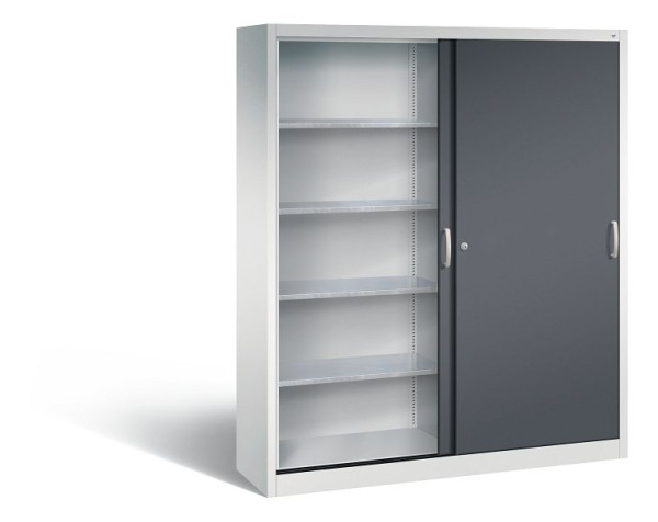 C+P Schiebetürenschrank Acurado, H1950xB1600xT400mm, Farbe: Lichtgrau / Schwarzgrau, Bügelgriff, 2149-00 S10063