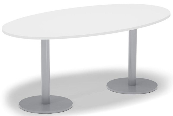 Deskin Konferenztisch MODUL, Platte Holzdekor Weiß, Gestell Alusilber RAL 9006, B 1800 x T 1000 x H 745 mm, 348965