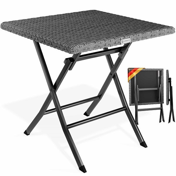 casaria Polyrattan Klapptisch Rom Anthrazit 75x65x65cm, 110237