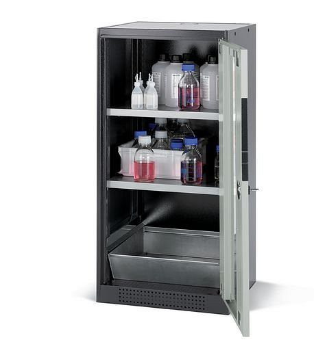 asecos Chemikalienschrank Systema CS-52RG, Korpus anthrazit, grau, 2 Einlegeböden und Bodenwanne, 202630