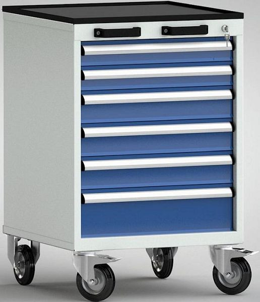 KLW Standard-Werkzeugwagen - 572 x 655 x 915 mm, mit 4-seitigem Abrollrand inklusive Riefengummi-Auflage, FEA0700-06ESV-001