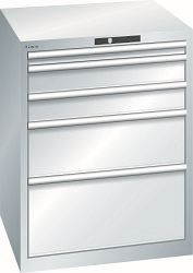 LISTA Schubladenschrank 36x36E (BxTxH) 717x725x850mm KEY Lock, Lichtgrau, 5 Schubladen, Fronthöhen: 50-300 mm, 14.505.020