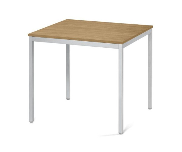 Deskin Konferenztisch PROFI MODUL, Platte Eiche hell, Gestell Alusilber RAL 9006, B 800 x T 800 x H 728 mm, 359367