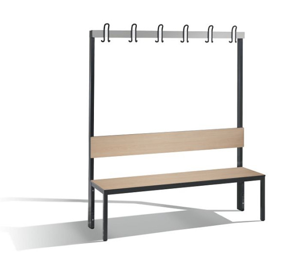 C+P Garderobenbank mit Rückenlehne, Basic Plus, H1650xB1500xT407mm, 8061-100 S10002