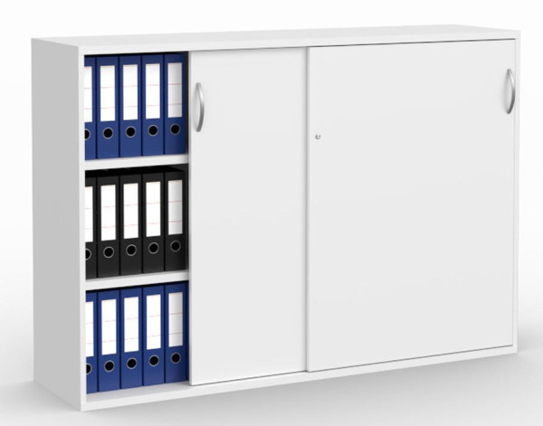 Deskin Schiebetürenschrank MULTI M pro, Dekor weiß, B 1600 x H 1140 x T 420 mm, 294468