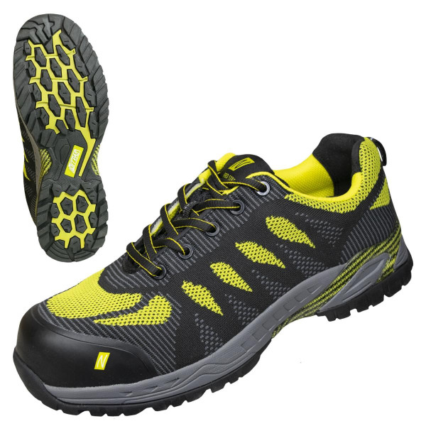 NITRAS PRO STEP, Sicherheitshalbschuhe, S1P, SRC, strapazierfähiges Textil, Größe: 39, Farbe: schwarz/lime, VE: 10 Paar, 7413-1042-39