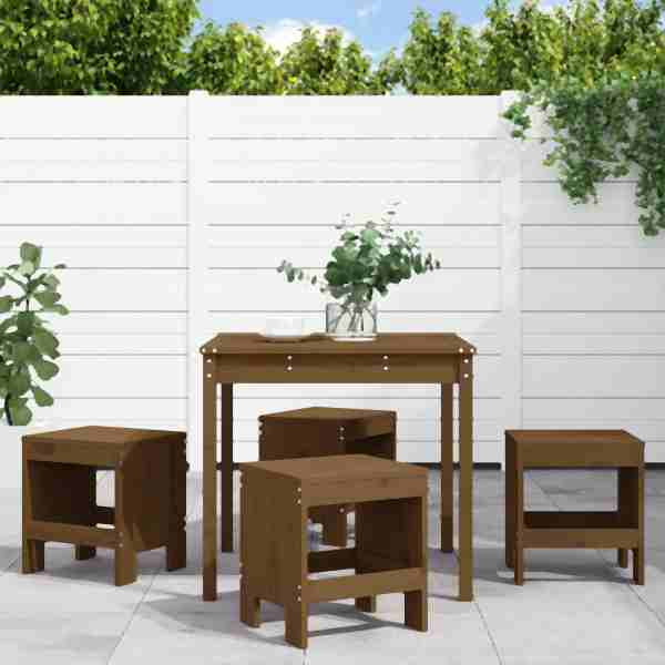 vidaXL 5-tlg. Garten-Essgruppe Honigbraun Massivholz Kiefer, 3157712