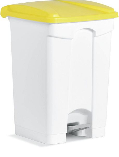 Deskin Tretabfallsammler, aus Kunststoff, Korpus weiß, Deckel gelb, H 605 x B 410 x T 400 mm, 276462