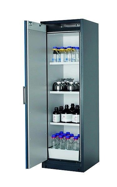 asecos Sicherheitsschrank Q-CLASSIC-90, Q90.195.060 in enzianblau RAL 5010 mit 3x Fachboden (Stahlblech), 30072-047-30076