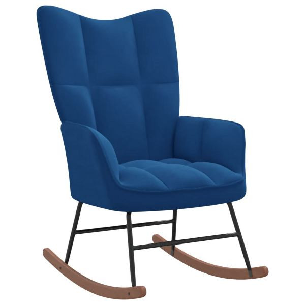 vidaXL Schaukelstuhl Blau Samt, Polyester, Massivholz, 328149