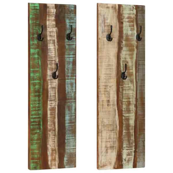 vidaXL Wandgarderoben 2 Stück 36x3x110 cm Altholz Massiv, 337067