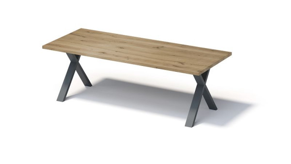 Bisley Fortis Table Regular, 2400 x 1000 mm, gerade Kante, geölte Oberfläche, X-Gestell, Oberfläche: natürlich / Gestellfarbe: anthrazitgrau, F2410XP334