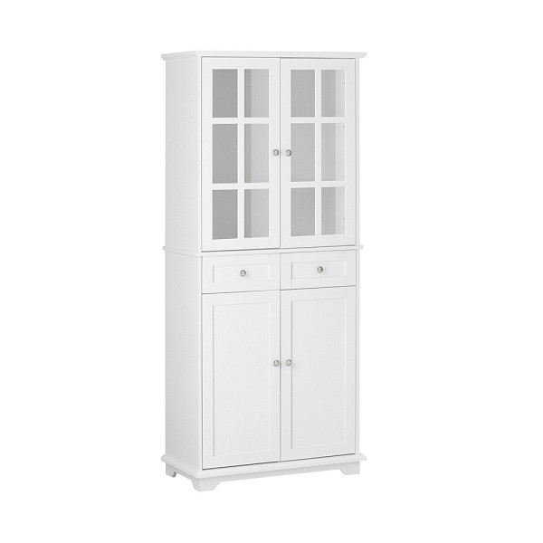 SoBuy Sideboard mit 2 Schubladen Weiß 71x38x175 cm, Modern, FSB76-W