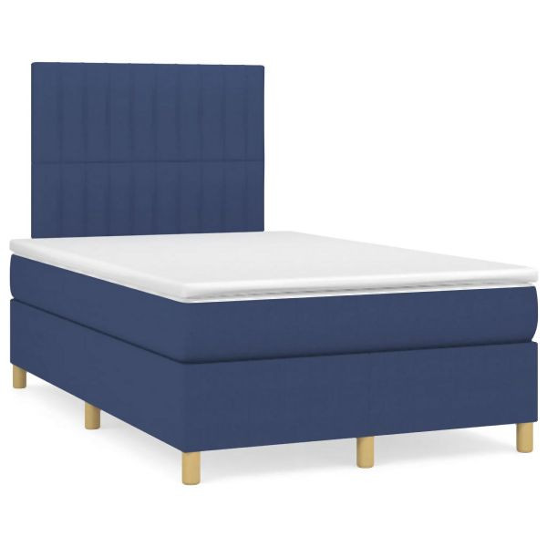 vidaXL Boxspringbett mit Matratze Blau 120x190 cm Stoff, 3269950