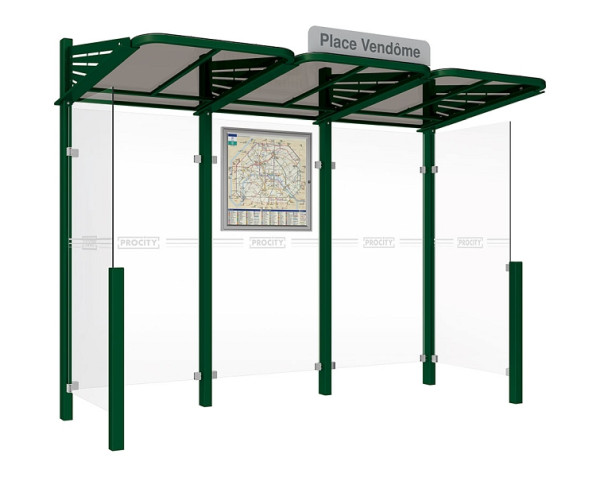 Procity Wartehalle Convi® - Standard - 2 Seitenverkleidung, Farbe RAL 6005, 529362.6005