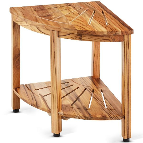 VEVOR Eck-Duschbank aus Teakholz, 47 cm Höhe, 100 % Teakholz-Eckduschbank, Schimmelresistent, 227 kg mit Ablagefläche, CWDYM155INCHU2J0YV0