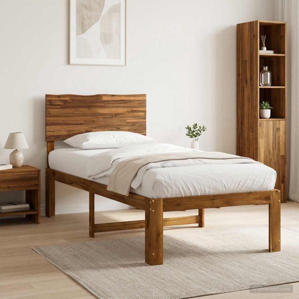 vidaXL Einzelbettgestell mit Kopfteil ROSTOCK Natur 90 x 190 cm, 903315