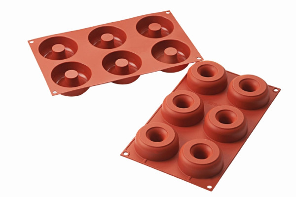 Schneider Silikon-Backform Donuts Standard, 6 x 98 ml, Ø 75 mm, Höhe: 25 mm, 115235