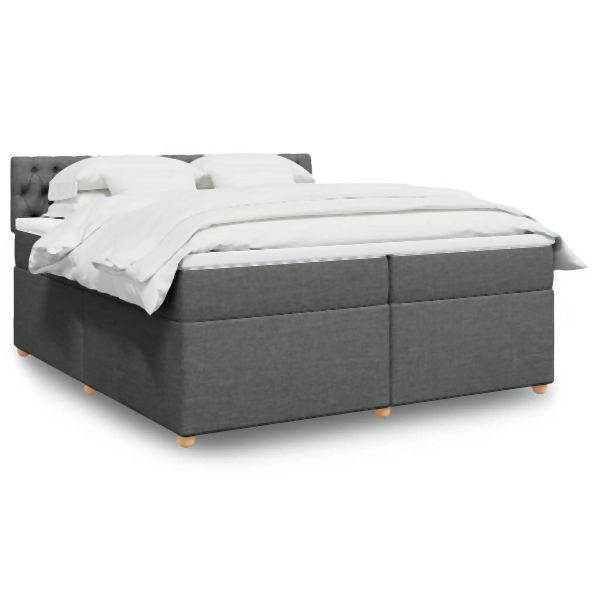 vidaXL Boxspringbett mit Matratze Dunkelgrau 200x200 cm Stoff, 3289095