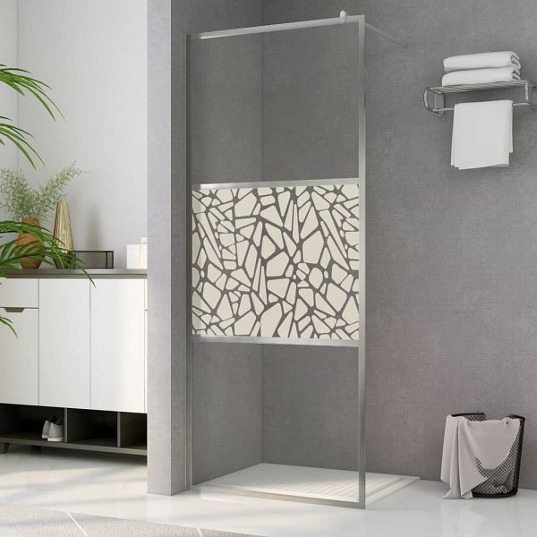 vidaXL Duschwand für Begehbare Dusche ESG-Glas Steindesign 115x195 cm, 146653