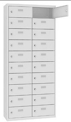 Eurobox Schließfach/Kantinenschrank stehend, 2 Abteile, 20 Fächer, Abteilbreite 425 mm, Tiefe 300 mm, 0901-080210