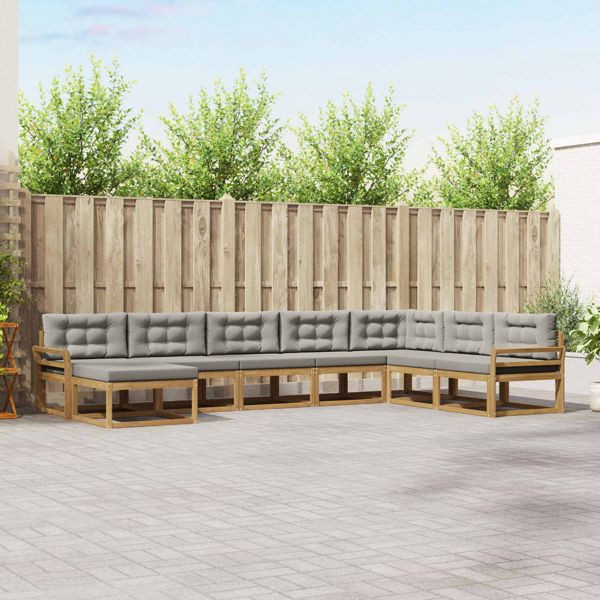 vidaXL Outdoor-Sofagarnitur 8-teilig Weiß und Hellgrau, 3386865