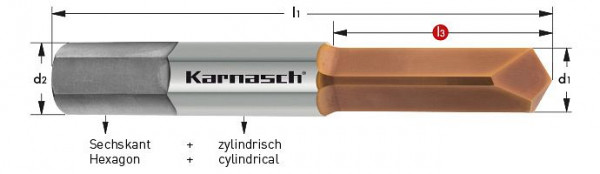 Karnasch Gewindebohrer - Ausbohrer d= 2,5mm, Vollhartmetall Beschichtet, für Gewinde - M3, VE: 2 Stück, 201860010