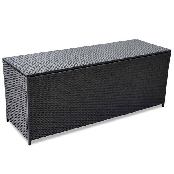 vidaXL Garden-Auflagenbox Schwarz 150x50x60 cm Poly Rattan, 43134