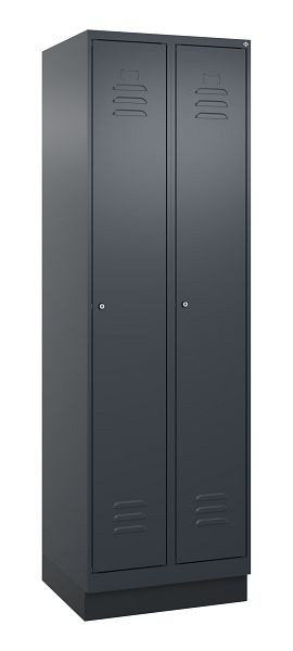 C+P Umkleidespind Classic PLUS mit Mitteltrennwand, Sockel, 2 Abteile, 1950x600x500mm, 7016/7016, Zylinderschlösser, 080020-20F S10027