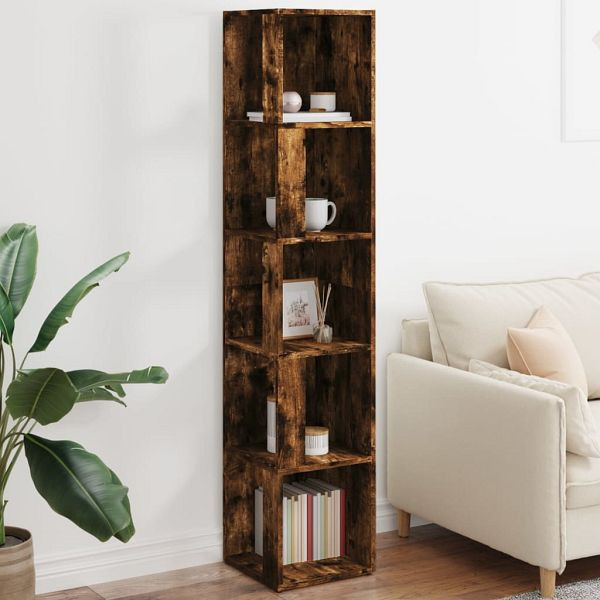 vidaXL Eckregal Räuchereiche 33x33x164,5 cm Holzwerkstoff, 816026