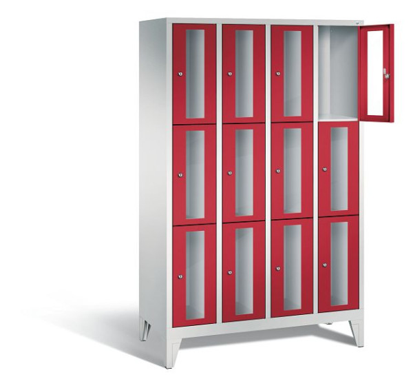 C+P Schließfachschrank Classic, H1850xB1190xT500mm, Farbe: Lichtgrau / feuerrot, 8010A403 S10024