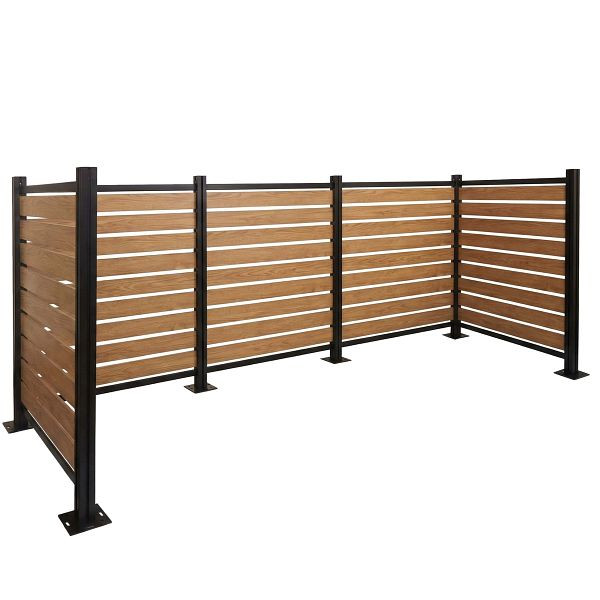 Mendler Alu Mülltonnen-Zaun HWC-K57, Mülltonnenverkleidung, Holzoptik erweiterbar 130x300x110cm, hellbraun, 120568+4x120567