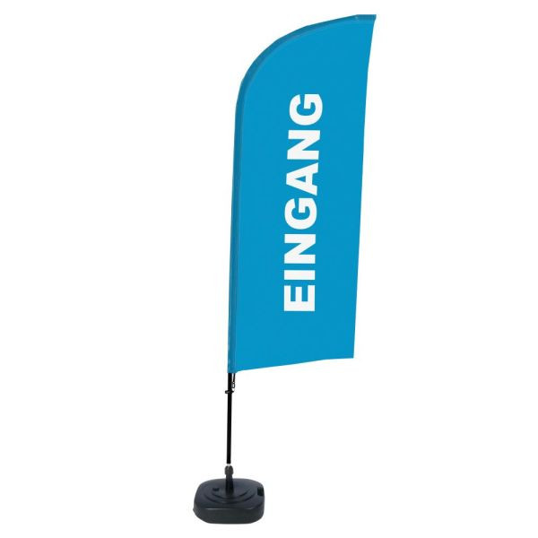 Showdown Displays Beachflag Alu Wind Komplett-Set Eingang Blau Deutsch, BFAW310-WT21-I124