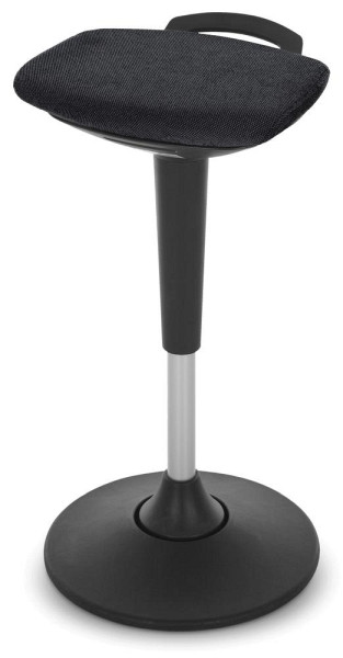 Deskin Stehhilfe SINA AL, Teller Standfuß schwarz, Säule alusilber/schwarz, Stoff Basic BB, schwarz, 294105